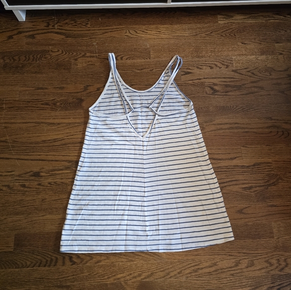 Miken L " Mermaids Have More Fun" Blue & White Striped Swim Cover-Up - Picture 3 of 4